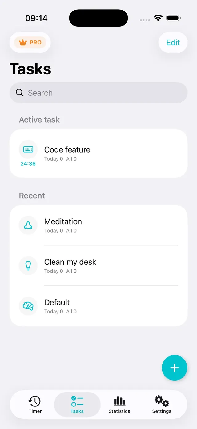 Tasker task list with the active task